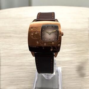 Fossil Women's Metallic Brown JR-9579 Brown Leather Band watch fully tested